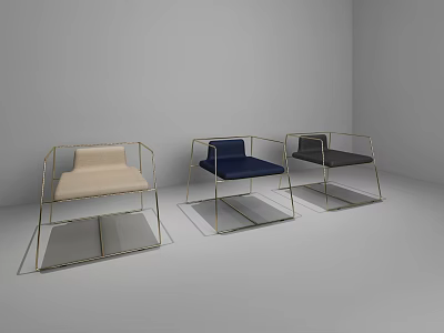 Modern Office Chairs with Gold Metal Frames and Armrests in Beige Navy Black Colors 3d model