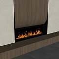 Modern Fireplace Interior With Wooden Panel And Burning Warm Red Flames 3d model