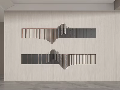 Modern Wall Decor With Layered Metal Strips And Geometric Pattern On Light Wall 3d model