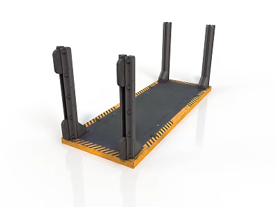Industrial Heavy Duty Support Platform With Metal Frame Black Surface And Yellow Edges 3d model