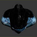 Fictional Alien Character With Blue Skin Pointed Ears Long Black Hair And Chest Patterns
