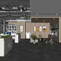 Public Office Space Modern Design With Open Layout Floor to Ceiling Windows and Green Plants
