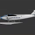 White and Blue Passenger Airplane Model with Float Propeller and Wing Design 3d model
