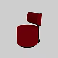 Stylish Red Upholstered Leisure Chair With Curved Backrest And Cylindrical Seat