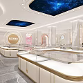 Elegant Luxury Jewelry Store Interior With Glass Display Cases And Starry Ceiling Design