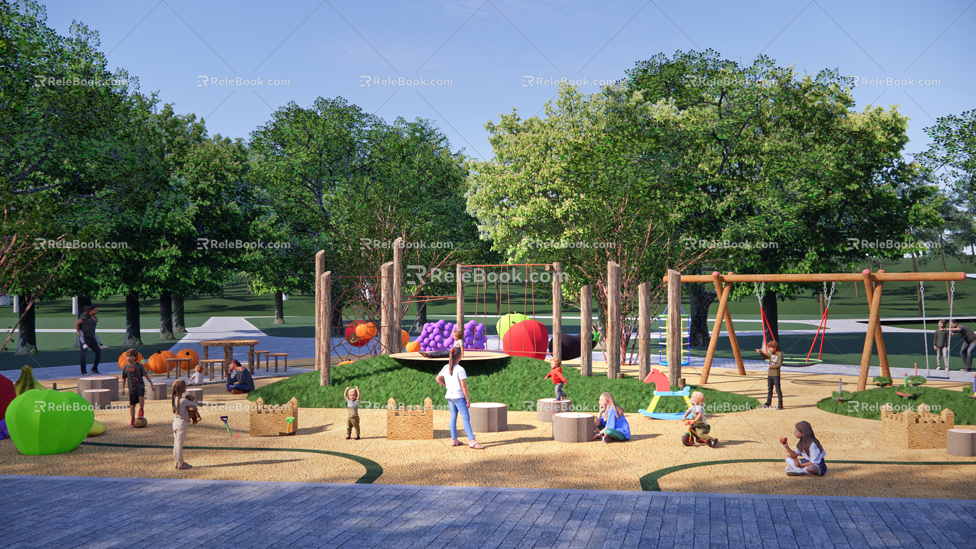 modern children's play area unpowered park forest nature park children's equipment unpowered equipment sand pit park model