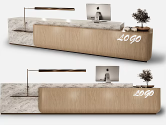 Modern Light Luxury Reception Desk Reception Front Desk Bar Combination 3d model