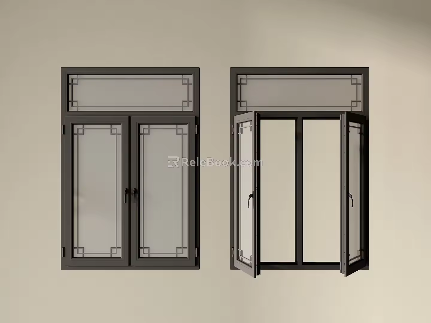 Chinese-style window new Chinese-style window casement window glass window door window bay window floor-to-ceiling window 3d model