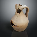 Ancient Cracked Clay Jug With Visible Fractures And Chipped Handle