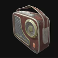 Vintage Wilderness Radio Speaker With Red Beige Grid Front And Dial Knob