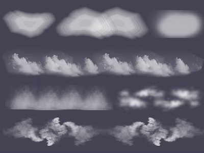 Cloud And Smoke Graphics Various White Shapes For Design On Dark Background With Different Textures 3d model