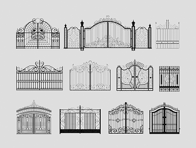 European-style wrought iron gate courtyard gate villa gate double open gate 3d model