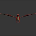 3D Rendered Red Dragon With Spread Wings And Sharp Spikes On Dark Background