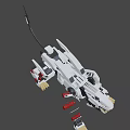 Game Movie Character Mechanical Shark With White Body Sharp Teeth And Red Details
