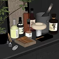 Elegant Wine Bottles And Glasses Display With Cigar Box Ice Bucket And Decanter