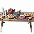 Assorted Fresh Fruits Arranged in Bowls and Baskets on Wooden Table