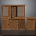 Traditional Wooden Furniture Cabinet Set With Glass Doors And Storage Units