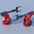 Two Red Mechanical Arms As Hardware Tools For Industrial Automation Applications 3d model