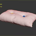 White Throw Cushion With Two Black Buttons And Textured Fabric Surface Design 3d model
