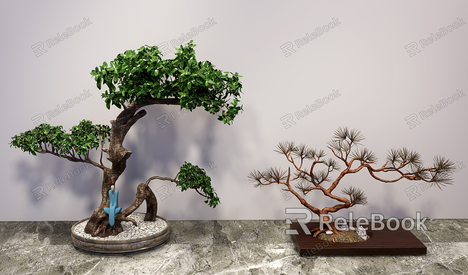 New Chinese Bonsai Bonsai Green Plant End Landscape Ornaments model