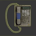 Vintage Landline Telephone With Coiled Cord Numeric Keypad And Display Screen