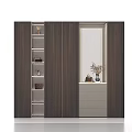 Modern Entryway Cabinet Sideboard with Storage Shelves and Decorative Vase