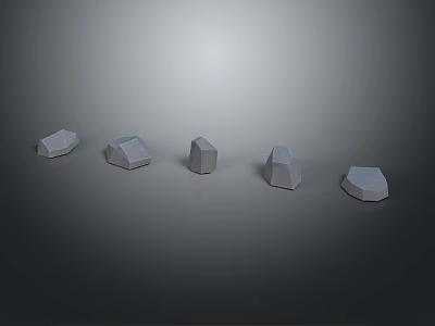 Different Shaped Wood And Stone Objects Arranged On Gray Background 3d model