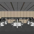 Simple public open office area multi-person office 3d model