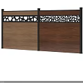 Wooden Panel Garden Wall With Black Frames Intricate Cutout Designs And Decorative Patterns 3d model