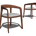 Wooden Dining Chairs With Curved Armrests And Light Gray Cushion Modern Design
