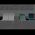 Modern Public Chairs With Colorful Seats And Metallic Frame In Grey Space