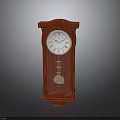 Red Wooden Electronic Table Clock With Roman Numeral Dial And Pendulum