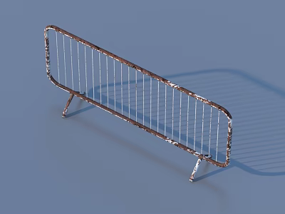 Metal Temporary Fence Featuring Support Legs And Wire Mesh Design 3d model