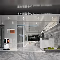Modern Customer Service Center Exterior With Robot At Entrance Glass Doors And Greenery