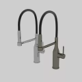 Modern Kitchen Faucet With Black Flexible Hose And Chrome Metal Finish