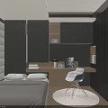 Modern Tatami Bedroom Interior With Desk Table Lamp Books White Chair And Wooden Floor