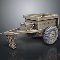 Rugged Utility Trailer Featuring Open Cargo Bed Large Wheels And Metal Frame