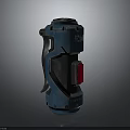 Futuristic Blue Handheld Weapon With Red Component And Tactical Metallic Design