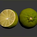 Fresh Juicy Ripe Green Limes Whole and Halved on Black Reflective Surface