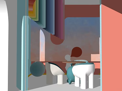 Colorful Kids Table with Rounded Edges and Playful Design for Children's Room 3d model
