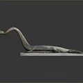 Artistic Silver Serpent Sculpture With Curved Body Elongated Head And Platform Base