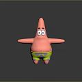Patrick Star Pink Starfish Cartoon Character With Big Eyes Green Shorts Open Arms