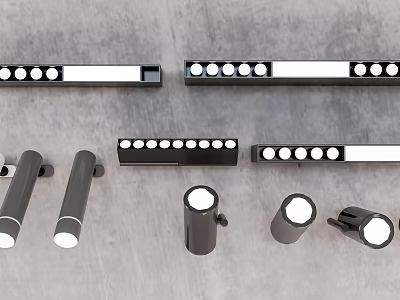 Modern Black And White Downlights And Spotlights For Home Lighting Design 3d model
