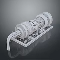 White Industrial Turbine Machinery 3D Model on Gray Reflective Platform