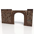Classic Wooden Bookshelf Archway With Multiple Shelves And Decorative Elements