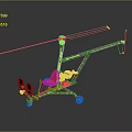 Modern Gyroplane Design With Metal Frame Red Seat Rotor Engine And Wheels