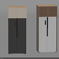 Modern Two Tone Refrigerators With Wooden White And Gray Beige Design