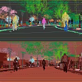 Scenic Road Facilities With Bicycle Lanes Street Lamps Trees And Lane Markings For Cyclists