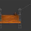 Arch Bridge 3D Model With Orange Walkway And Decorative Stone Pillars