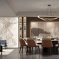 Modern Luxurious Private Dining Room Interior With Round Table And Decorative Wall 3d model